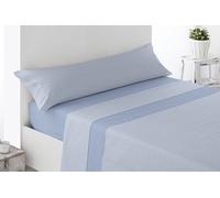 Miracle Home. Juego de sábanas Vichy. Set de 3 Piezas, sábana Bajera Ajustable, encimera y Funda de Almohada. Anti-Peeling. 50% algodón-50% Microfibra cepillada. Azul. 90 x 200. Cama 90