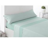 Miracle Home. Juego de sábanas Vichy. Set de 4 Piezas, sábana Bajera Ajustable, encimera y 2 Fundas de Almohada. Anti Peeling.Verde. 150 x 200. Cama 150. 2 Fundas de Almohada de 70x45