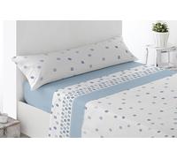 Miracle Home. Juego de sábanas Villar. Set de 3 Piezas, sábana Bajera Ajustable, encimera y Funda de Almohada. Anti-Peeling. 50% algodón-50% Microfibra cepillada. Azul. 105 x 200. Cama 105