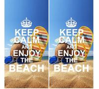 Miracle Home Keep Calm Playa 11754 - Toalla de Microfibra 100% Poliester, 95 x 175 cm (Paquete de 2)