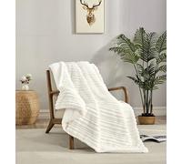 Miracle Home. Manta Polar Reversible de Microfibra Circón Franela Aterciopelada y Sherpa 280GSM-180GSM, Suave, cálida y Ligera, Lavable a máquina, 130 X 160. Crudo