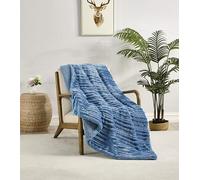 Miracle Home. Manta Polar Reversible de Microfibra Circón Franela Aterciopelada y Sherpa 280GSM-180GSM, Suave, cálida y Ligera, Lavable a máquina, 160 X 220. Azul