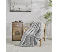 Miracle Home. Manta Polar Reversible de Microfibra Perla Franela Aterciopelada y Sherpa 280GSM-180GSM, Suave, cálida y Ligera, Lavable a máquina, 220 X 240. Gris