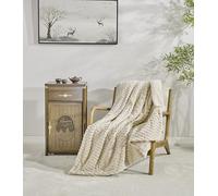 Miracle Home. Manta Polar Reversible de Microfibra Perla Franela Aterciopelada y Sherpa 280GSM-180GSM, Suave, cálida y Ligera, Lavable a máquina, 220 X 240. Beige