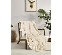 Miracle Home. Manta Polar Reversible de Microfibra Veleta Franela Aterciopelada y Sherpa 240GSM-180GSM, Relleno 120GMS, Suave, cálida y Ligera, Lavable a máquina, 130 X 160. Crudo