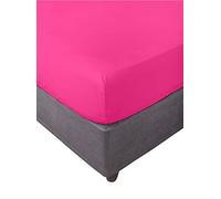 Miracle Home. Sábana Bajera Ajustable, Elástica, Suave, Cómoda, Antipeeling. Algodón 50% Poliéster. Cama 150. 150 x 200 x 30. Fucsia