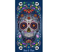 Miracle Home. Toalla Microfibra Calabera, 100% Poliéster, 95 X 175 Cm. Azul. 11807