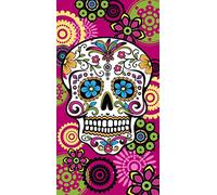 Miracle Home. Toalla Microfibra Calabera Mexican, 100% Poliéster, 75 X 145 Cm. Fucsia. 11749