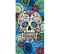 Miracle Home. Toalla Microfibra Calabera Mexican, 100% Poliéster, 95 X 175 Cm. Turquesa. 11749