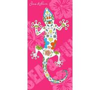 Miracle Home. Toalla Microfibra Lagartija Menorca Fucsia, 100% Poliéster, 75 X 145 cm. 15521