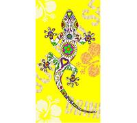 Miracle Home. Toalla Microfibra Playa Lagartija, 100% Poliester, Amarillo, 95 X 175 Cm. 15090