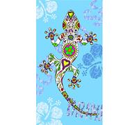 Miracle Home. Toalla Microfibra Playa Lagartija, 100% Poliester, Azul, 95 X 175 Cm. 15090