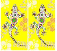 Miracle Home. Toalla Microfibra PlayaLagartija, 100% Poliester, Amarillo, 75 X 145 Cm. 15090 (Paquete de 2)