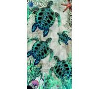 Miracle Home. Toalla Microfibra Tortugas Marinas, 100% Poliéster, 95 X 175 cm. 11850