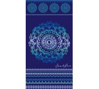 Miracle Home. Toalla Playa algodón Egipcio, 80% algodón, 20% poliéster. Mandala, 90 X 165 Cm. Azul.11866