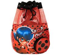 Miraculous Bolsa de Natación para Niños Ladybug - 40 x 25 x 18 cm - Rojo - Lunares - Poliéster - Blando - 2 Compartimentos - Mango - No Removible