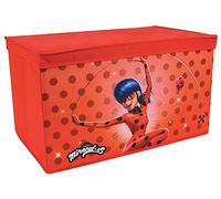 MIRACULOUS FUN HOUSE 713486 LADYBUG - Caja de juguetes plegable para niños, 55,5 x 34,5 x 34 cm, color rojo