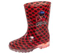 Miraculous Ladybug Botas de goma luminosas para niña, para niños, intermitentes, botas de lluvia, botas de goma, color negro y rojo, talla 31 EU