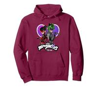 Miraculous Ladybug Cat Noir Tales of Shadybug and Claw Noir Sudadera con Capucha, Unisex para Adultos, Granate, L