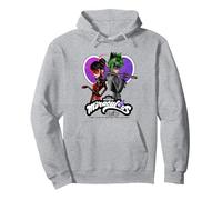 Miraculous Ladybug Cat Noir Tales of Shadybug and Claw Noir Sudadera con Capucha, Unisex para Adultos, Gris Jaspeado, S