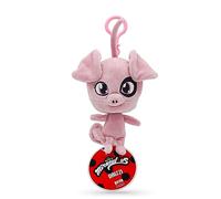 Miraculous Ladybug - Kwami Lifesize Daizzi, juguete de peluche de cerdo de 5 pulgadas para niños, juguete de peluche coleccionable súper suave con ojos de puntada de purpurina y llavero de mochila a