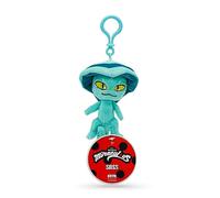 Miraculous Ladybug - Kwami Lifesize Sass - Peluche de serpiente de 5 pulgadas para niños, juguete de peluche coleccionable súper suave con ojos de puntada de purpurina y llavero de mochila a juego