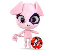 Miraculous Ladybug, Kwami Mon Ami Daizzi, Juguete de Peluche de Cerdo para Niños con Ojos de Resina, Rosa, 24 cm