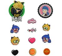 Miraculous Ladybug Pop n' Swop - 12 insignias surtidas de mariquita y gato negro, insignias de clip regulares y XXL, compatibles con bolsos Pop n' Swop, bolsa de hombro y mochilas (Wyncor), 0.6" H x 5