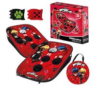 Miraculous Oficial - Cornhole Battle Ladybug & Cat Noir - Ligero y Plegable en Tela 90×60 cm - 2 Tableros + 8 Sacos + Bolsa de Transporte - Juego Exterior Niño Adulto - Original Corner