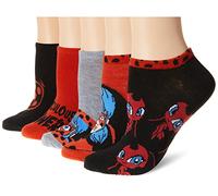 Miraculous Tales of Ladybug & Cat Noir - Calcetines invisibles para mujer, paquete de 5, Rojo (Red Dark), 9-11
