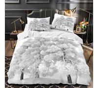 Mirada del lince nevado Funda de Edredón con Fundas de Almohada 3 Piezas Estampado 3D Cierre de Cremallera Oculta Lavables Retrato de animal salvaje Funda Edredon for familia Super king（260x220cm）