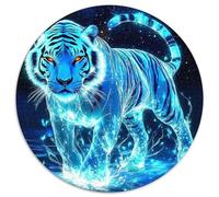 Mirada del Tigre Puzzle 1000 Piezas Puzzle La ferocidad de los Tigres Rompecabezas Redondo Juego Familiar Cultivar El Pensamiento para Niños Descompresióny Regalo 1000pcs (67.5x67.5cm)