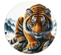 Mirada del Tigre Puzzle 1000 Piezas Puzzles La ferocidad de los Tigres Rondas De Rompecabezas De Arte De Juego Cultivar El Pensamiento De Arte De Juego Adultos 1000pcs (67.5x67.5cm)