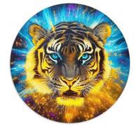 Mirada del Tigre Puzzle 1000 Piezas Puzzles La ferocidad de los Tigres Rondas De Rompecabezas Juego Familiar Cultivar El Pensamiento De Arte De Juego Adultos 1000pcs (67.5x67.5cm)