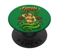 Mirada Femenina Retro Medusa y Rosas PopSockets PopGrip Adhesivo