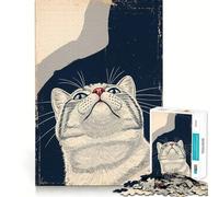 Mirada hacia Arriba︰ La Perspectiva de un Gato Rompecabezas de 1000 Piezas para Adolescentes Juego de concentración Mental Corte de precisión Bordes Suaves Juego para Rellenar Calcetines navideños