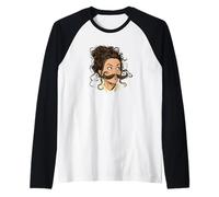 Mirada Irónica Bigote Barba Chica Camiseta Manga Raglan