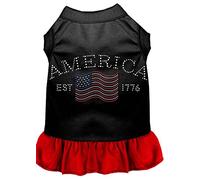 Mirage Classic America - Vestido para Mascotas con Diamantes de imitación, Talla XS, Color Negro y Rojo