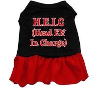 Mirage Head Elf in Charge - Vestido Serigrafiado, Talla XS, Negro/Rojo
