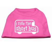 Mirage Pet Products I Ride The Short Bus - Camisa Serigrafiada, tamaño Mediano, Color Rosa Brillante