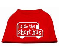 Mirage Pet Products I Ride The Short Bus Screen Print Shirt, tamaño Mediano, Rojo
