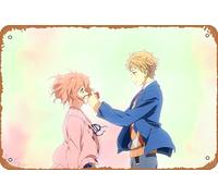 Mirai Kuriyama Akihito Kanbara Beyond The Boundary Kyoukai No Kanata - Póster de anime para decoración de pared del hogar, letrero de metal retro de 20 x 30 cm