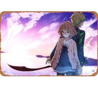 Mirai Kuriyama Akihito Kanbara Beyond The Boundary - Póster de anime para decoración de pared del hogar, letrero de metal retro de 20 x 30 cm