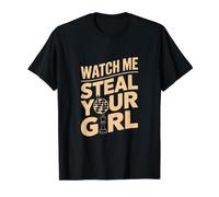 Mírame Robar a tu Chica - Ajedrez Divertido Camiseta gráfica económica, Hombre, Negro, L