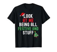 Mírame Siendo Todo Festivo Y Cosas Vacaciones De Navidad Camiseta gráfica económica, Hombre, Negro, L