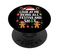 Mírame Siendo Todo Festivo y Mierda Divertido Dicho navideño PopSockets PopGrip Adhesivo