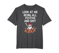 Mírame Siendo Todo Festivo y Mierda sarcástico Look Festivo Camiseta, Hombre Tallas Grandes, Jaspeado Oscuro, 5X Alto