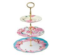 Miranda Kerr Royal Albert-Soporte para Tartas 3 Niveles-Platos Vintage para Servir té de la Tarde-Hecho de Porcelana Fina-Patrón de Mariposa y Flores, Ceniza de Hueso, Multicolor, 26.7 cm