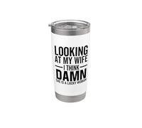 Mirando a mi esposa creo que ella es una mujer afortunada Vaso térmico de acero inoxidable de doble pared