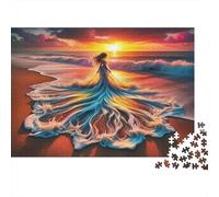 Mirando atrás Mujer Puzzle Imposible,desafío for Adults Falda de Onda Juego Educativo 1000 Piezas Obra De Arte De Juego De para Adultos Y Niños 1000pcs (75x50cm)
